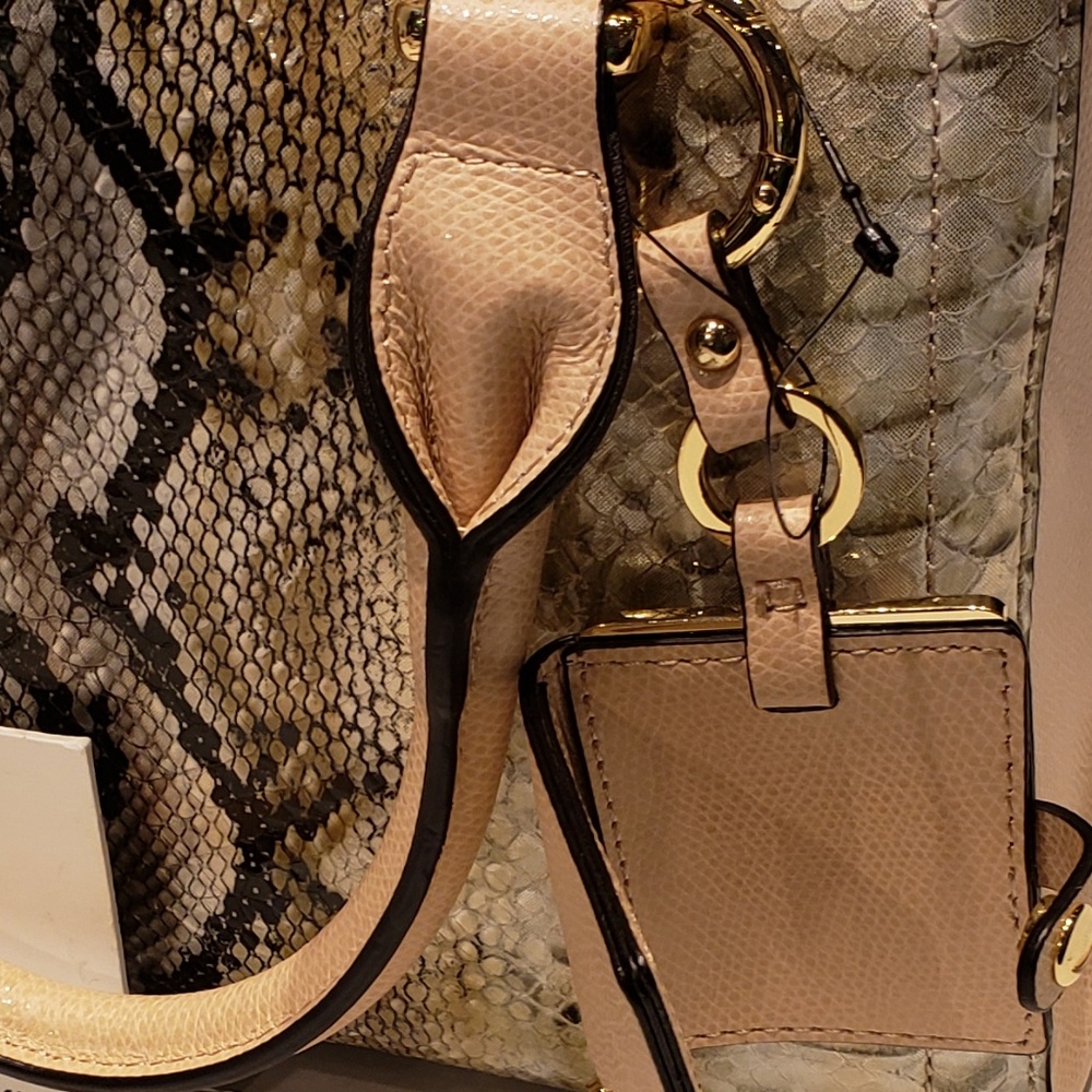 SOLD! Calvin Klein NWT $298 Boxy Snakeskin Satchel - Picture 6 of 6